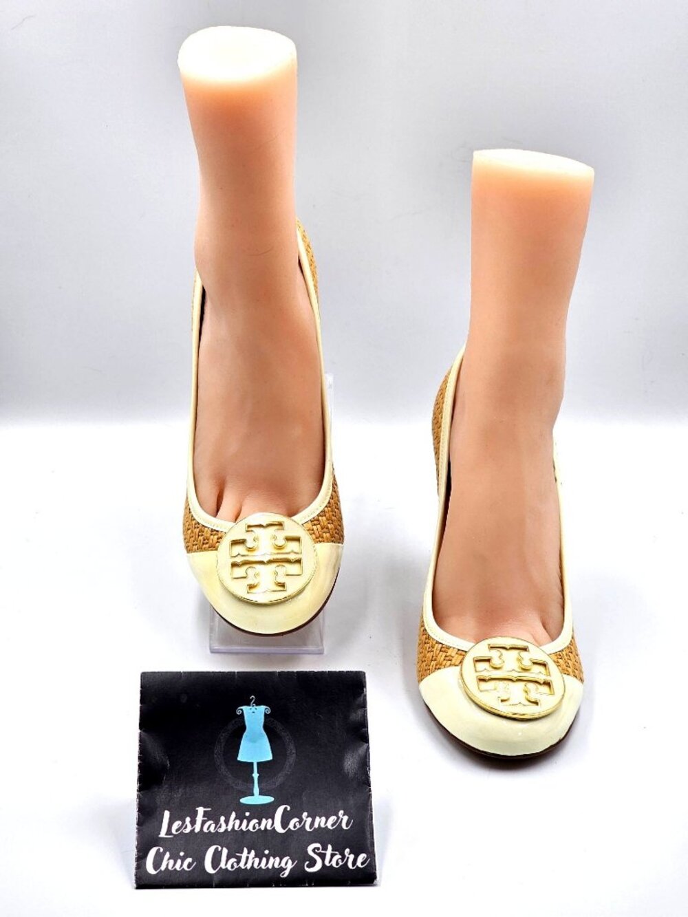 Tory Burch Women's Beige/Cream Woven Reva Maddie Raffia Straw Shoes Sz9 2345 - Picture 2 of 16